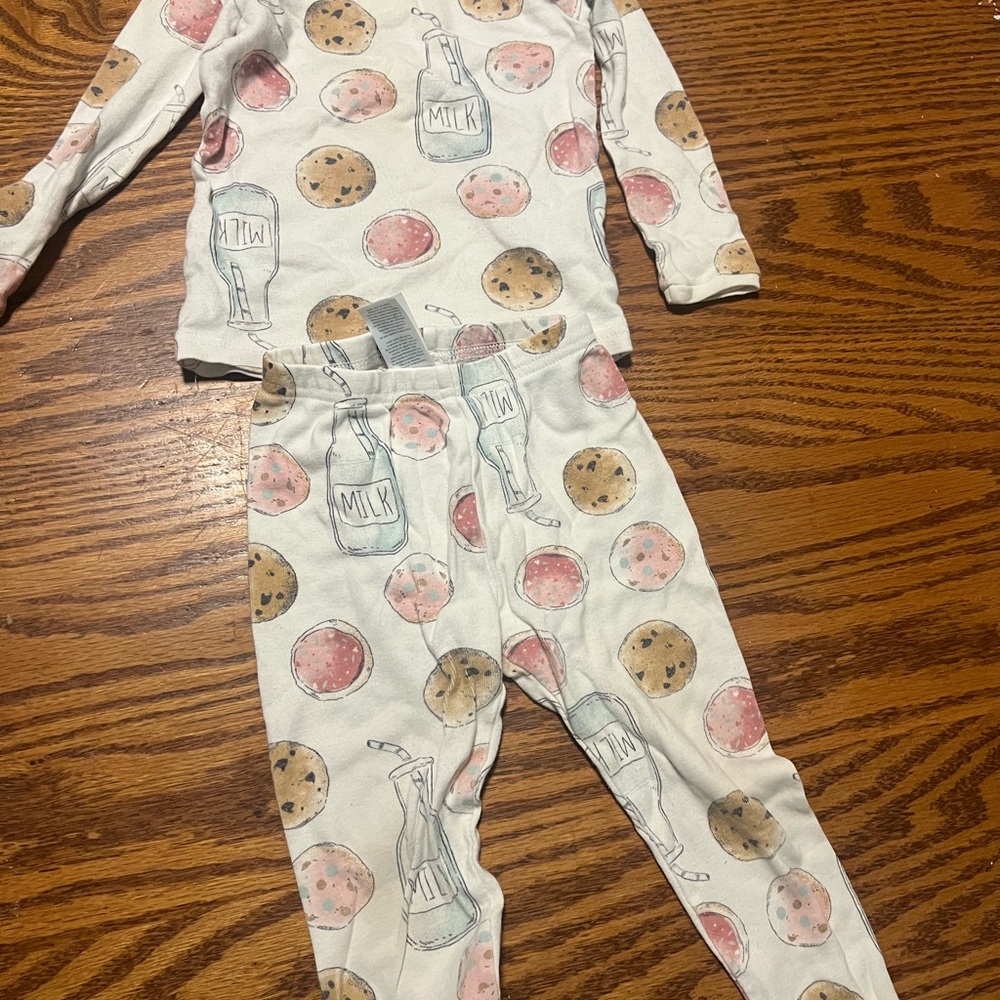 Adorable Milk and Cookies Pajama Set - White and Pink